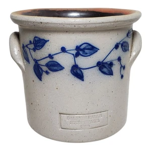 Kleiner 1990 Salmon Falls Salzglasierter Steinzeug Topf 4,5" Blaubeerrebe - Bild 1 von 5