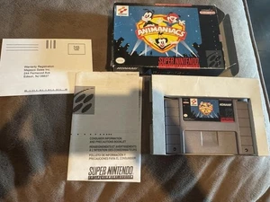 SNES Super Nintendo Animaniacs Box & Game - Picture 1 of 6