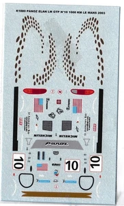 Decal 1/43 Panoz Elan GTR1 1000km Le Mans 2003 #10 Decal Virages - Foto 1 di 1
