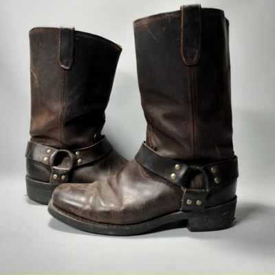 Dingo Botas de Motocicleta Arnés de Cuero Marrón DI19074 Hombres Talla 10 1/2D Foto 1 de 4