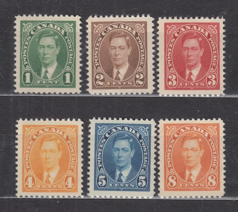 1937  #231- #236 1¢-8¢ GEORGE VI "MUFTI"  ISSUE  COMPLETE SET F-VF SET - Image 1 of 1