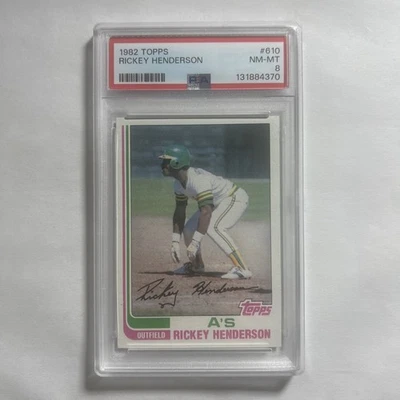 1982 Ricky Henderson #610 (hof) PSA 8 ¡Rey Base robado de todos los tiempos! Foto 1 de 2