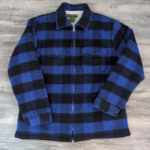 Northwest Winter Weight Wool Sherpa Lined Jacket Men's Large Blue Black Flannel - Picture 1 of 12
