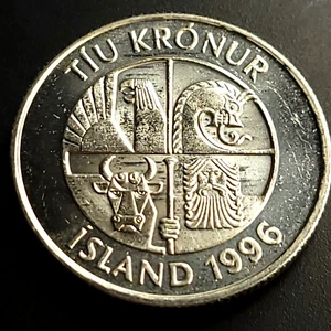Iceland 1996 - 10 Krona Magnetic BU 27.5mm KM#29.1A Capelin FISH 10KR - Picture 1 of 4