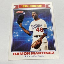 1991 Score 1990 Highlight Ramon Martinez #419 Los Angeles Dodger’s