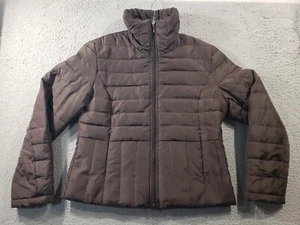 Kenneth Cole Reaction gefütterte Jacke Damen Large taupe Daunenfüllung durchgehender Reißverschluss - Bild 1 von 12