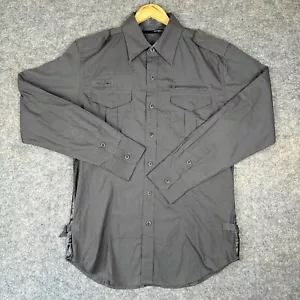 Monarchy Black Label Button Shirt Men XL Shoulder Tab Side Adjustable Strap Gray - Picture 1 of 16