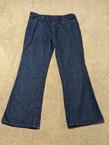 Vintage Wrangler Jeans Mens 39x31.5 1970s Flare Leg Bell Bottoms Striped Pockets - Picture 1 of 10