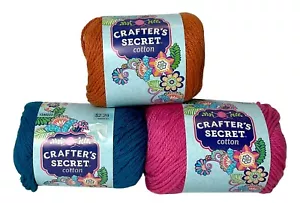 3-Crafter's Secret Cotton Yarn Needle Art, Papaya, Hot PInk, Teal 2.5 Oz NEW - Picture 1 of 2