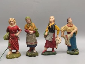 Antico Lotto Personaggi Presepe In Gesso E Cartapesta Dipinti A Mano Arte Sacra - Foto 1 di 5