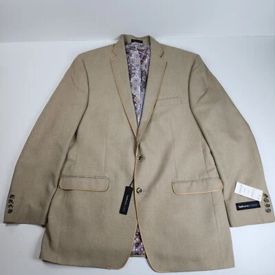 Van Heusen Studio Tan Two Button Paisley Lined Blazer Size 44 Long NWT MSRP $195 - Image 1 of 4