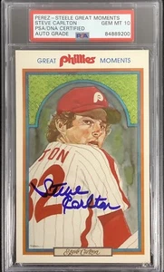 Steve Carlton Signed Postcard Phillies Perez Great Moments HOF PSA/DNA Auto 10 - Picture 1 of 2