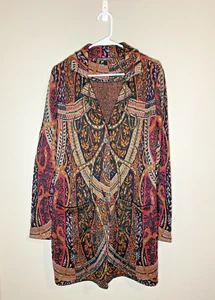 Peruvian Connection Cardigan Medium Jacquard Pima Cotton Button Up Knit Jacket - Picture 1 of 6