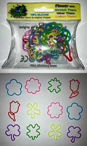 Pulseras elásticas Silly Bands 12 Flores Formas 1 Paquete de 12 TOTALMENTE NUEVAS - Imagen 1 de 4