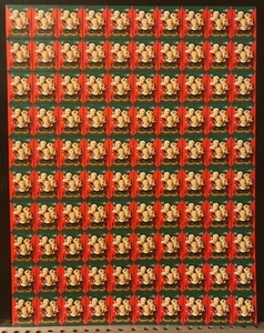 Hoja completa de sellos de Navidad 1950 niños/ángeles cantando de Estados Unidos - Imagen 1 de 3
