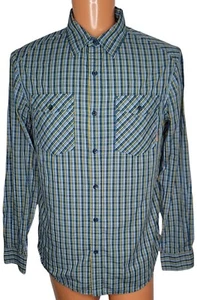 Merrell Mens Sawyer Shirt Size L Long Sleeve Plaid Blue Teal - Picture 1 of 5