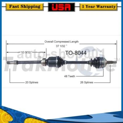 Eje delantero derecho CV eje articulado para Toyota Camry tracción delantera 2,2 L 1993 1992 Foto 1 de 2
