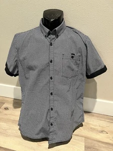 Men's Guess Los Angeles Slim Fit Button Up Shirt Navy Blue - Size Large - Picture 1 of 7