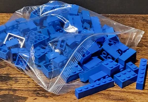 100 LEGO Basic Bricks Blocks Assorted Sizes Lot Blue Color - Picture 1 of 6