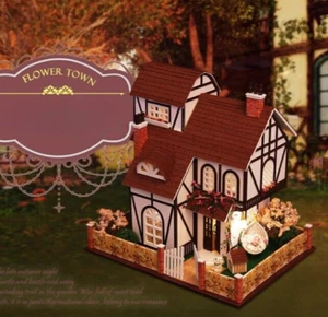 Cosy Cottage DIY Miniature Dollhouse LED Light Music Box Dust Cover Doll House - Picture 1 of 12