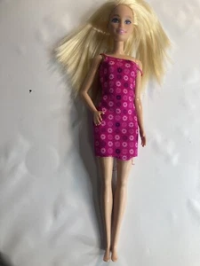 Barbie Modepuppe blond rosa Blumen Kleid 2013 - Bild 1 von 2
