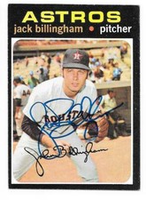 JACK BILLINGHAM 1971 TOPPS AUTOGRAPHED SIGNED # 162 HOUSTON ASTROS