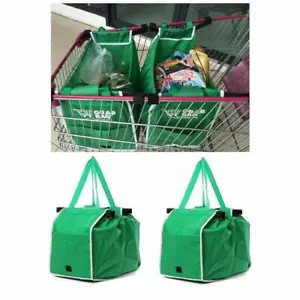 2PCS Foldable Cart Trolley Bags Supermarket Shopping Storage Bags Reusable Eco - Picture 1 of 8