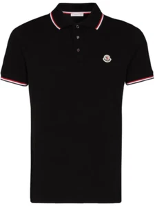 Moncler Men's Black Collared Short Sleeve Button-Up Polo Shirt Size L - Picture 1 of 1