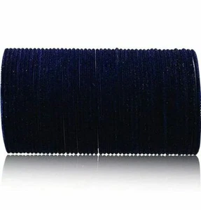 Indian Traditional Plain Metal Velvet Bangle Color Dark Blue For Women Set Of 48 - Picture 1 of 6