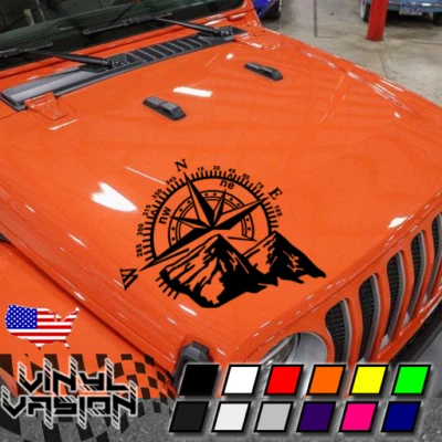 Hood Mountains Compass for Jeep Wrangler JK TJ YJ Vinyl Decal Sticker Foto 1 de 3