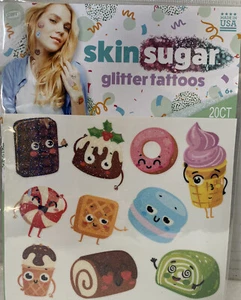 20 Savvi Haut Zucker Glitzer Tattoos Süßigkeiten Donut Waffel Eis Kegel Erdbeere - Bild 1 von 6