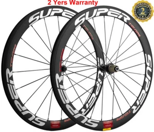 700C Carbonfaser Laufradsatz 50mm Drahtreifen Rennrad Carbon Laufrader 23mm Matt - Bild 1 von 12