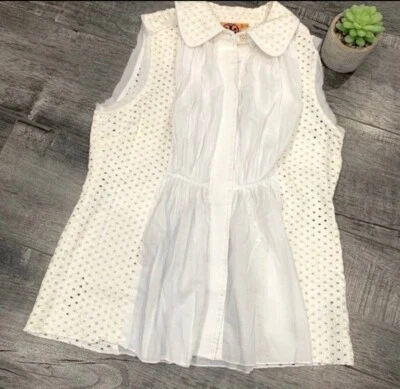 Blusa sin mangas con volantes de lino para mujer Tory Burch talla 4 Foto 1 de 4