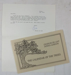 AUTHOR SIGNED LETTER+ "The Calendar of the Trees" Charles De Lint 1984 Softcover - Imagen 1 de 10