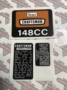 Juego de 3 calcomanías de motor Sears Craftsman 148 CC 3,5 Hp minibike bordeadora - Imagen 1 de 1