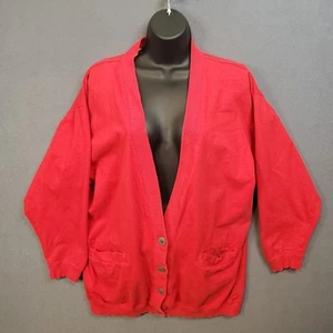Vintage Pacer Red Varsity V-neck Button Up 100% Cotton Jacket Women’s XL* Retro - Imagen 1 de 7