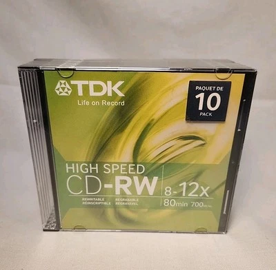 TDK High Speed Data CD-RW Discs 10-Pack 80 min 700 MB - Image 1 of 4