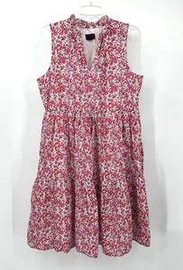 J CREW LIBERTY WILTSHIRE print dress sundress tiered cotton poplin pink L - Picture 1 of 8