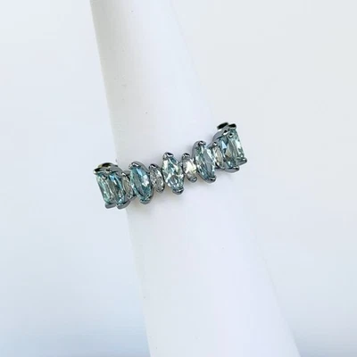 Ring Bomb Party Ring Sz 9 "Perfection Found" Aquamarine CZ on Hematite - Image 1 of 4