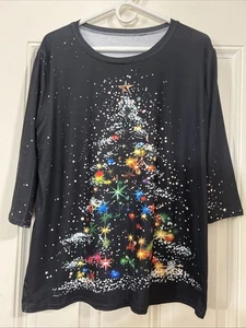 Top de Navidad para mujer talla grande estampado gráfico manga 3/4 - Imagen 1 de 4