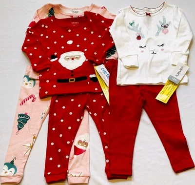 Nuevo 3 Pares 6 Piezas Carter's Navidad Vacaciones Pijamas Conjuntos Talla 12 Meses Nuevo Con Etiquetas Foto 1 de 4