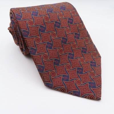 Burberry Tie Silk Red Blue Stars 4" Wide 58" Long Italy - Image 1 of 4