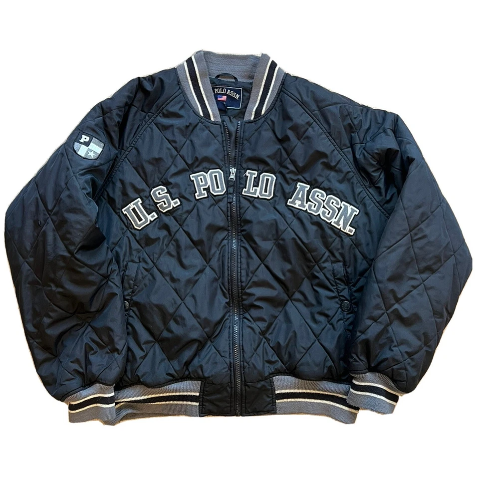 Vintage 90s U.S. Polo Assn. Full Zipper Quilted Embroidered Jacket Large - Image 1 of 4