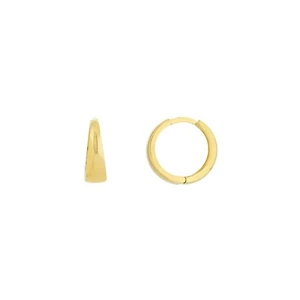 Small Tapered Shaped Graduated Huggie Earrings Real 14K Yellow Gold - Picture 1 of 5