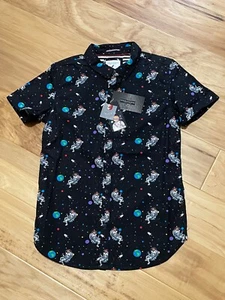 Denim & Flower Ricky Singh Celestrial Santa Christmas Shirt Boy's 11/12 NWT - Picture 1 of 6