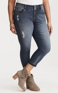 Torrid Sz 24 3X Plus Premium Stretch Jegging Crop Distressed Raw Frayed Hem - Picture 1 of 18