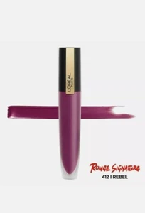 💜L'Oreal Paris Makeup Rouge Signature Matte Metallic Lip Stain #412 I Rebel NEW - Picture 1 of 1