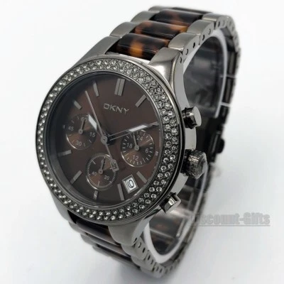 DKNY Brown Dial Gunmetal Ion-plated and Tortoise-shell Acetate Ladies NY8668 - Image 1 of 3