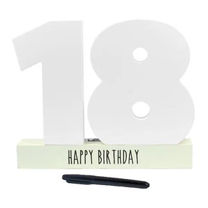 Wooden Birthday Number Signature Plaque on Base with Pen - 18th - Picture 1 of 3