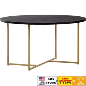 Mid Century Modern Round Coffee Table Metal Legs Indoor Storage & Display New - Picture 1 of 7